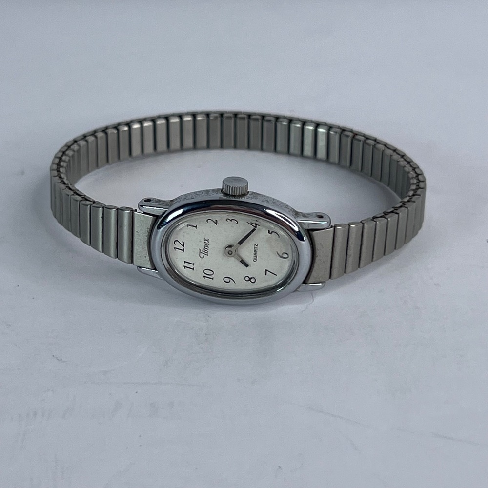 Timex Womens Quartz Oval Silver Tone Watch Stainless Steel - Needs Battery